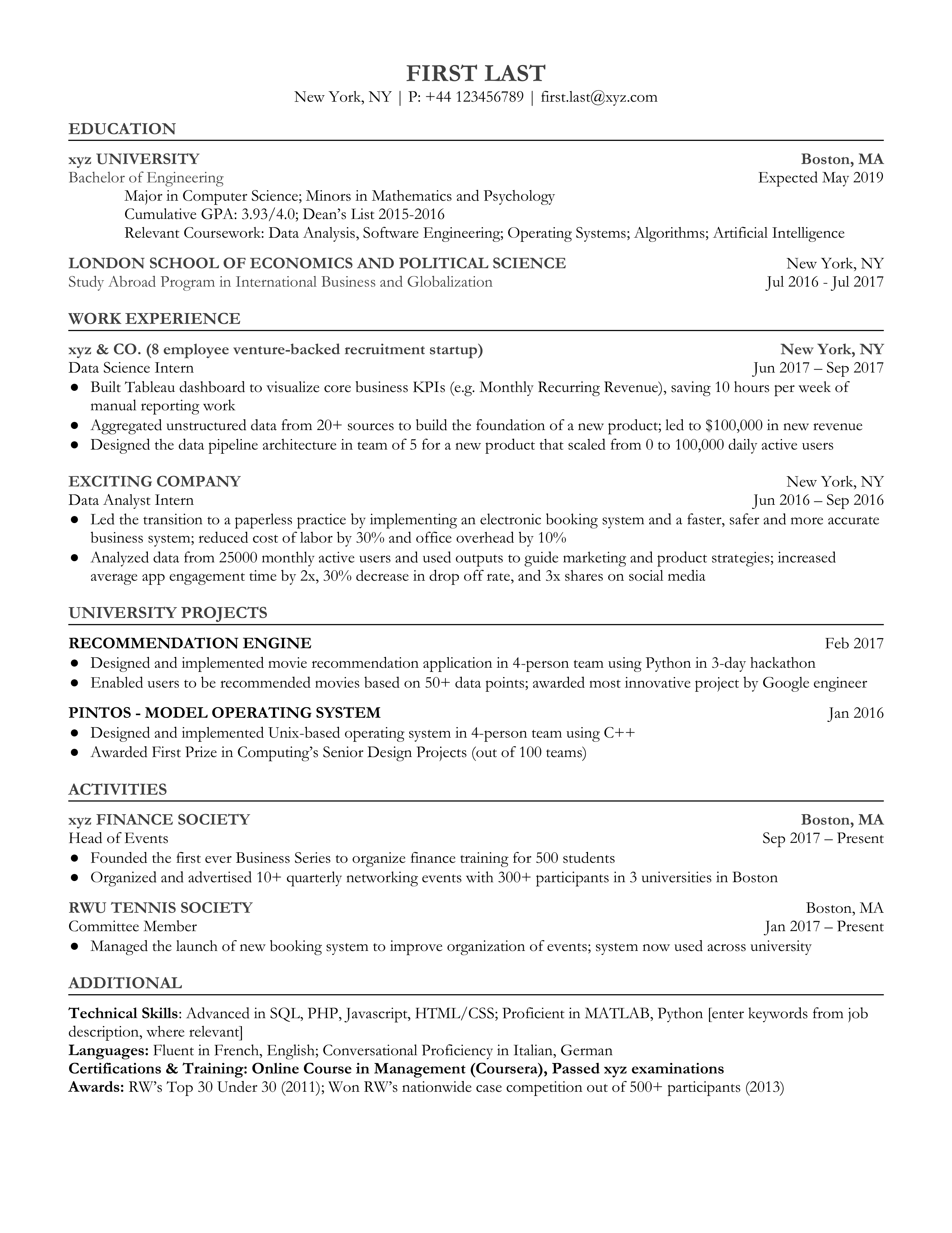 Entry Level Resume